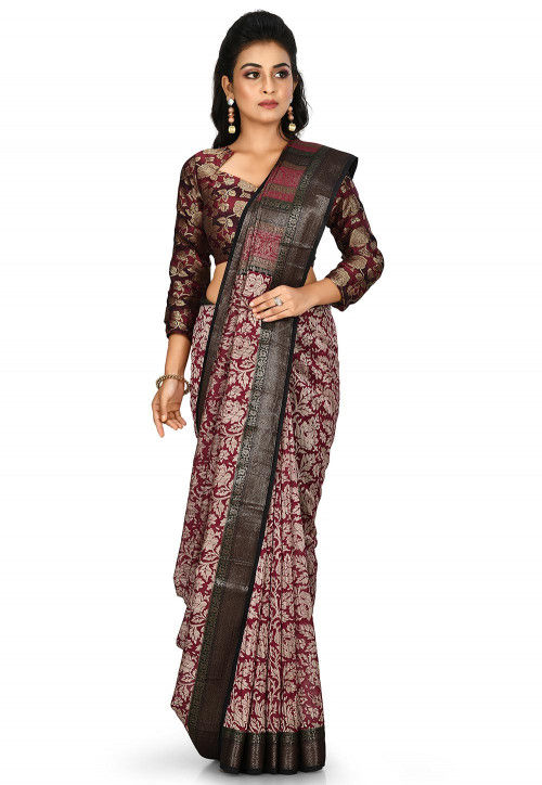 Banarasi Pure Cotton Handloom Saree in Maroon