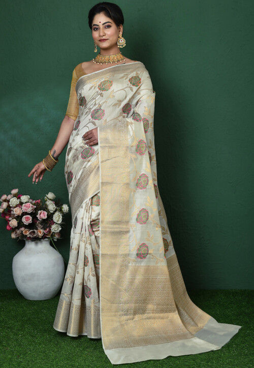 Banarasi Pure Silk Saree in Cream
