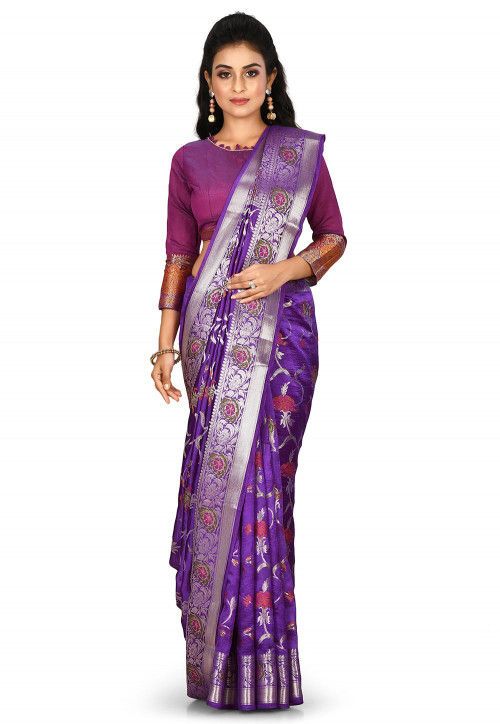 Lilac purple dola silk saree - G3-WSA53769 | G3fashion.com