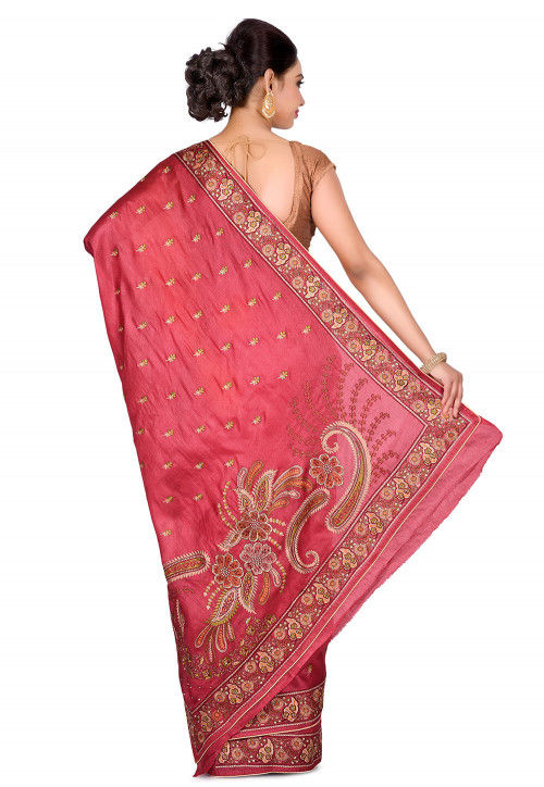 Banarasi Tussar Silk Saree in Maroon