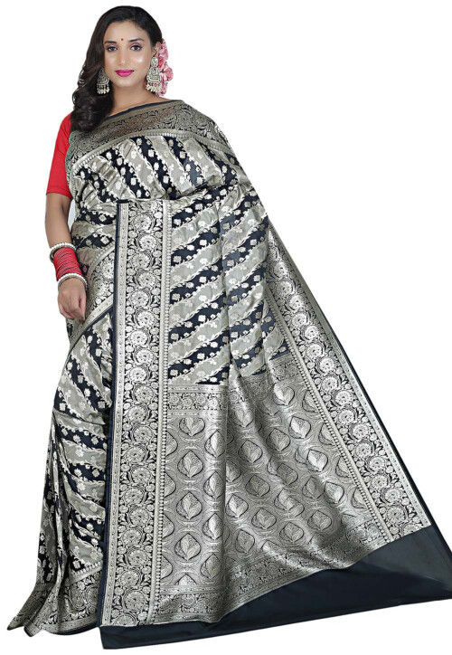 Buy Black & Silver Sarees for Women by Sugathari Online | Ajio.com