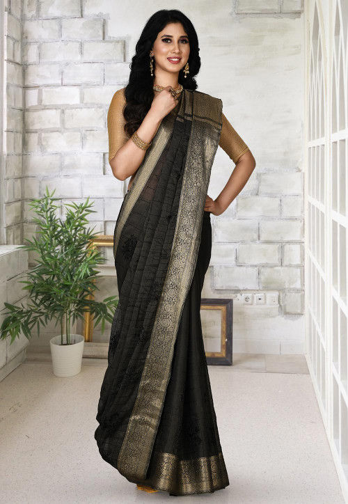 Banarasi Saree in Charcoal
