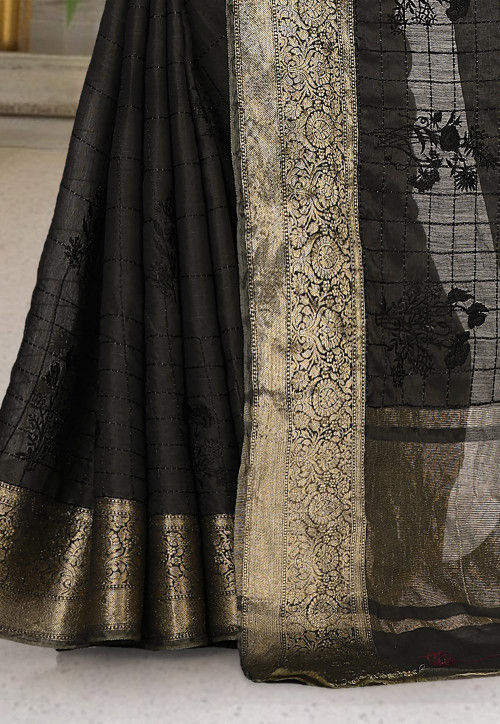 Banarasi Saree in Charcoal