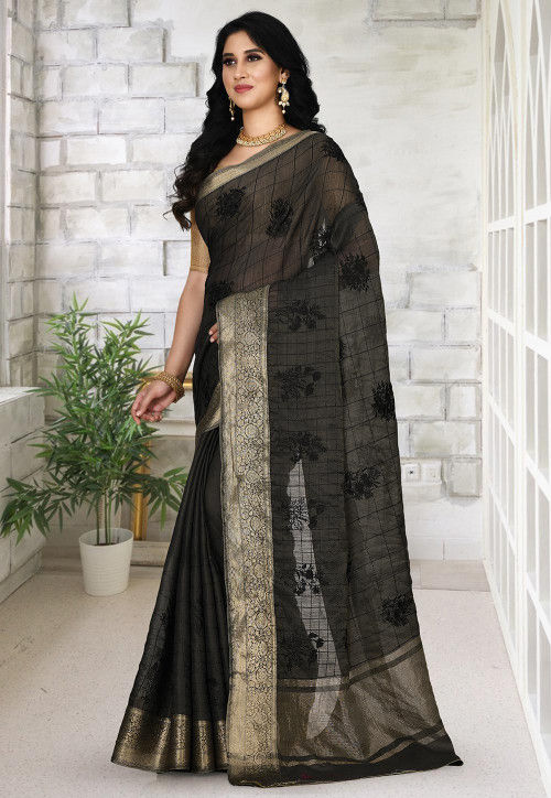 Banarasi Saree in Charcoal
