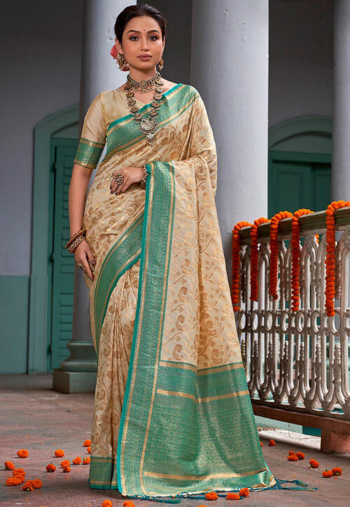 Soft Pastel Green Banarasi Silk Saree – StylebyPanaaash