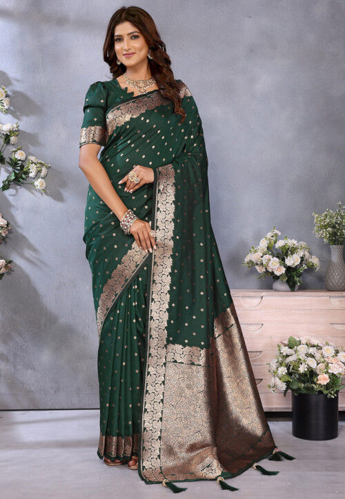 Banarasi Saree in Dark Green