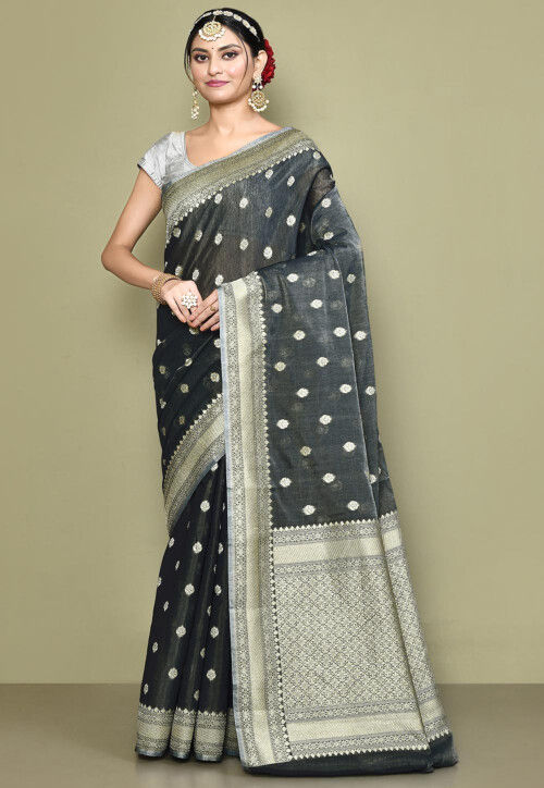 Banarasi Saree in Dark Grey