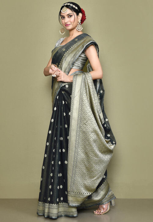 Banarasi Saree in Dark Grey