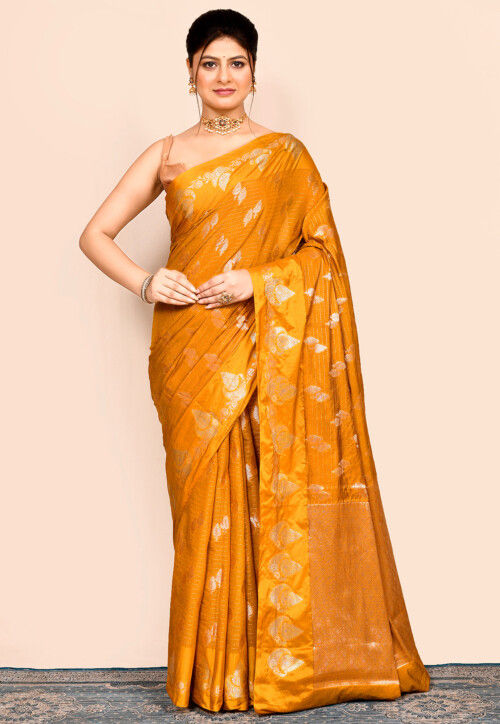 Banarasi Saree in Dark Mustard
