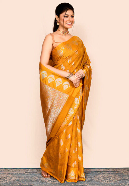 Banarasi Saree in Dark Mustard