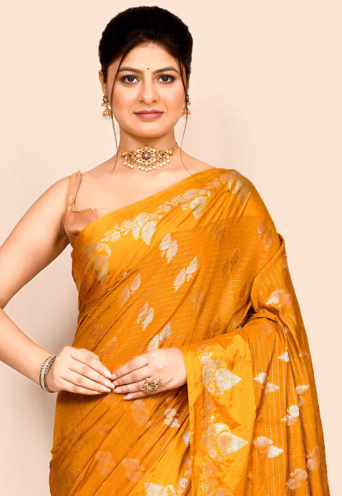 Banarasi Saree in Dark Mustard
