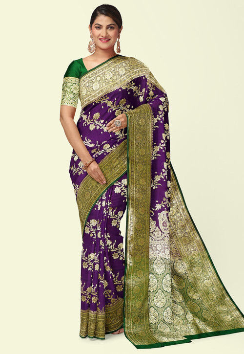 Rich & Elegant Silk Sarees in Purple by Monastoor