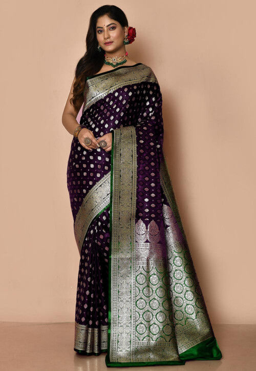 Splendorous Purple Soft Banarasi Silk Saree With Luxuriant Blouse Piec –  LajreeDesigner