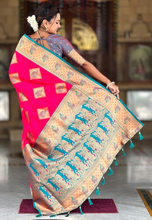 Banarasi Saree in Fuchsia