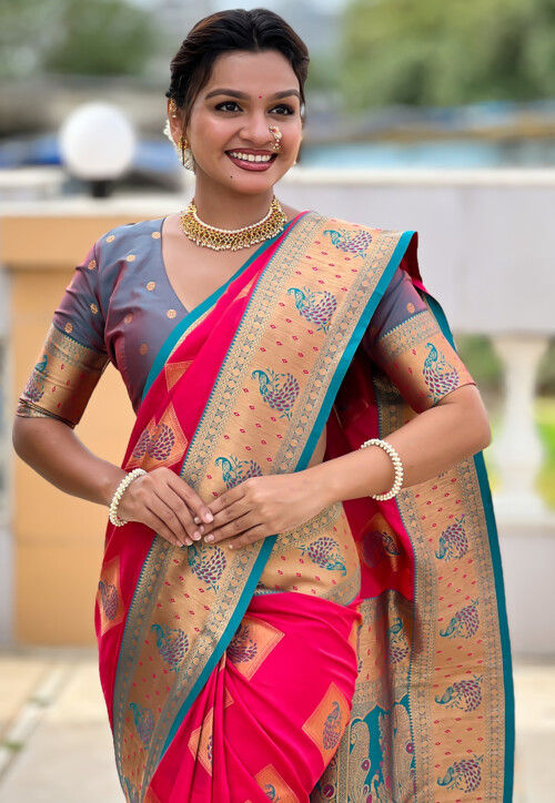 Banarasi Saree in Fuchsia