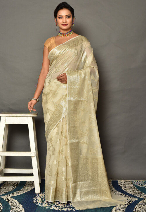 Buy Mint Green Banarasi Saree online-Karagiri