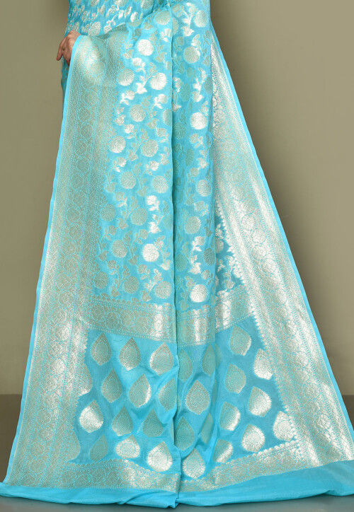 Banarasi Saree in Light Blue