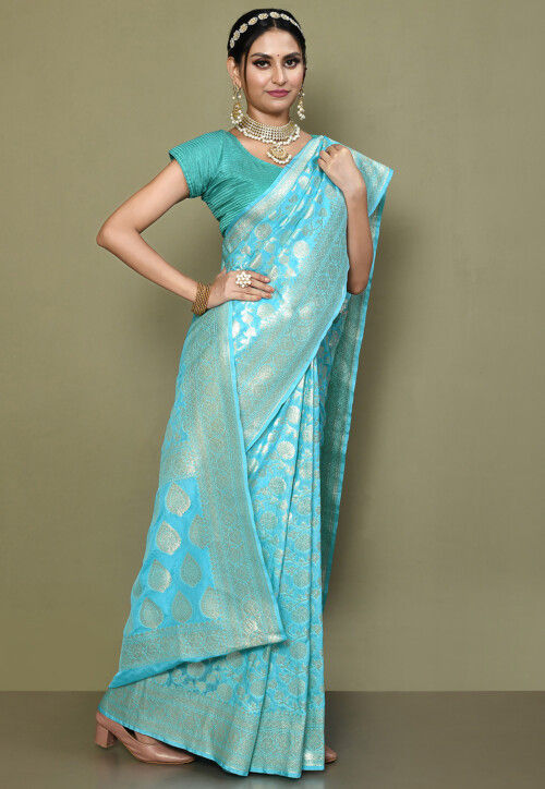 Banarasi Saree in Light Blue