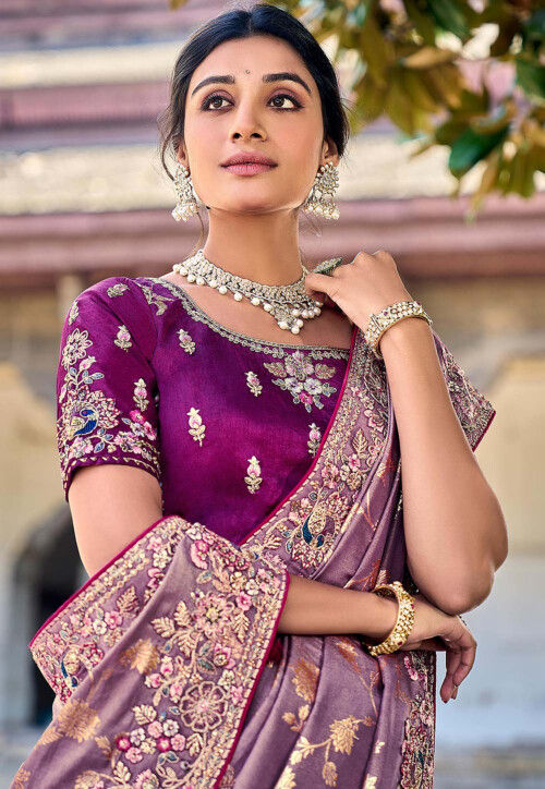Buy Banarasi Saree in Light Purple Online : SPF9911 - Utsav Fashion