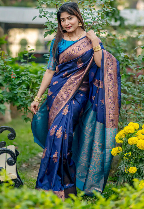 Banarasi Saree in Navy Blue