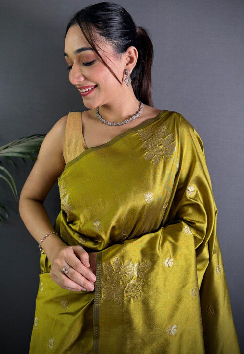 Banarasi Saree in Olive Green