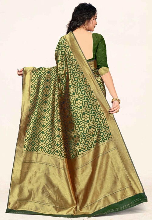 Banarasi Saree in Olive Green