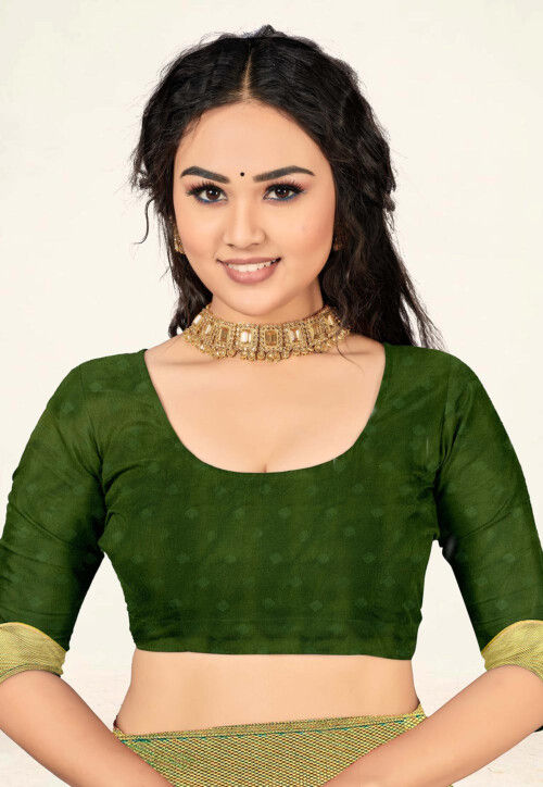 Banarasi Saree in Olive Green