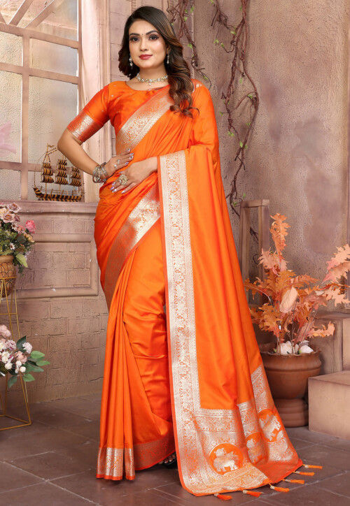 Banarasi Saree in Orange