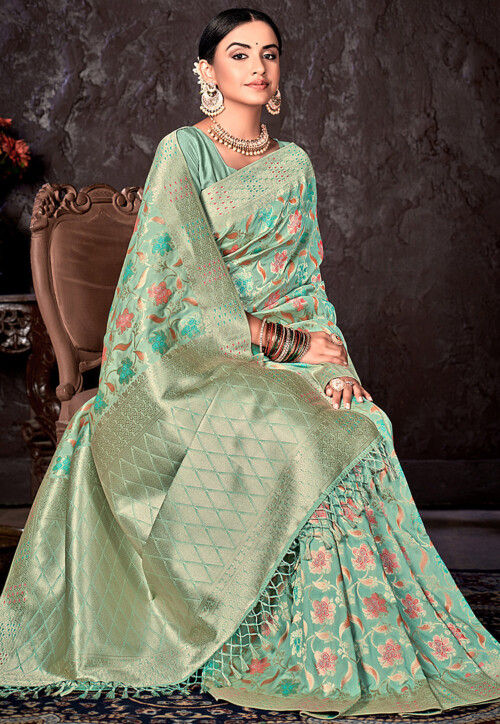 Buy Banarasi Saree in Pastel Green Online : SEW11685 - Utsav Fashion
