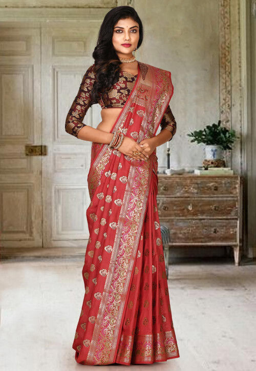 Buy Shrithi Fashion Fab Women New Latest Designer Polyester Saree with  Unstitched Blouse online