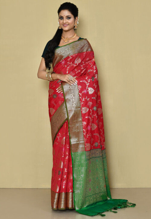 Mitera Red Green Silk Blend Woven Design Banarasi Saree 9747987.htm - Buy  Mitera Red Green Silk Blend Woven Design Banarasi Saree 9747987.htm online  in India