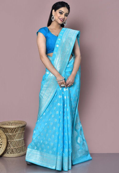 Banarasi Saree in Sky Blue