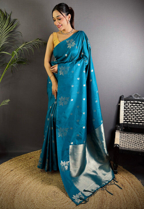 Banarasi Saree in Teal Blue