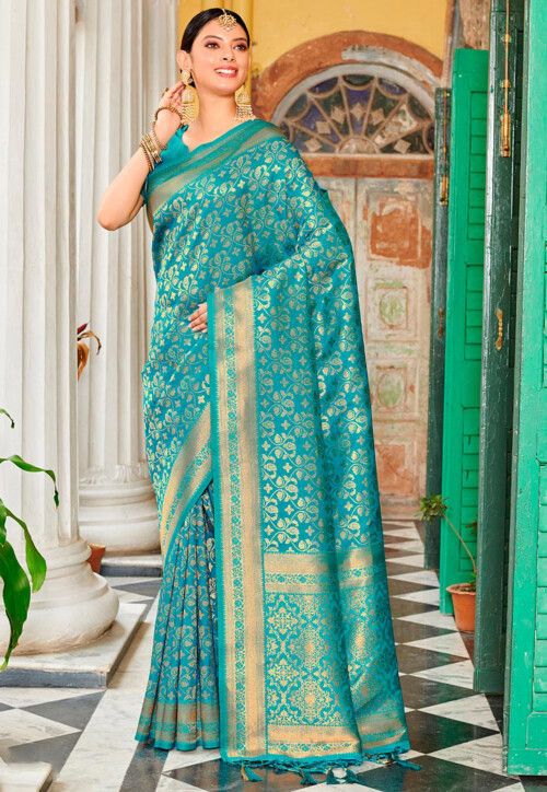 Navy Blue Banarasi Silk Blend Jacquard Woven SareeDefault | Designer blouse  patterns, Navy blue saree, Elegant saree