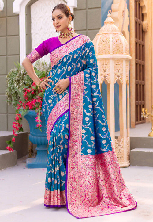 Banarasi Saree in Teal Blue