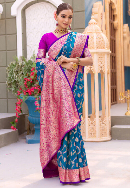 Banarasi Saree in Teal Blue