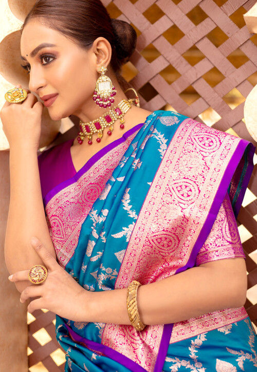 Banarasi Saree in Teal Blue