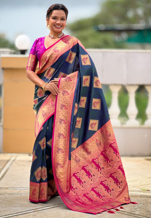 Banarasi Saree in Teal Blue