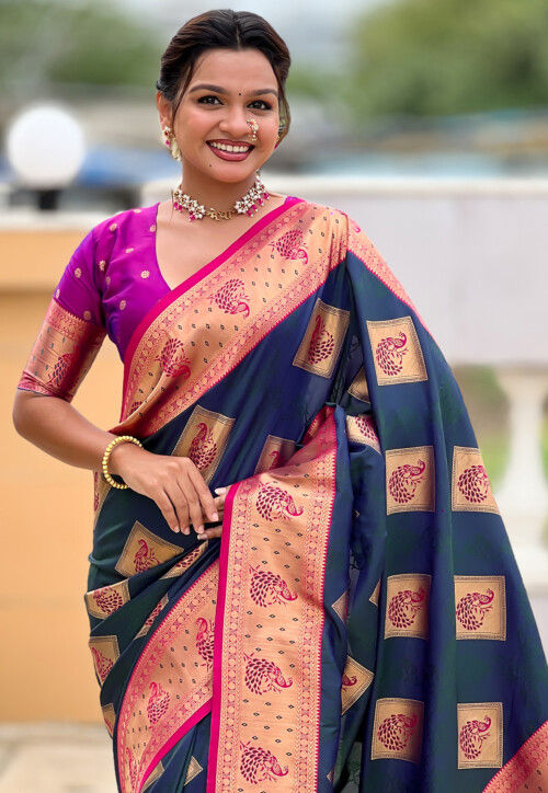 Banarasi Saree in Teal Blue