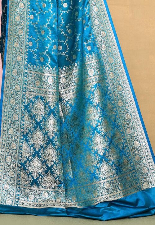 Buy Banarasi Satin Silk Saree in Blue Online : SKJA69 - Utsav Fashion