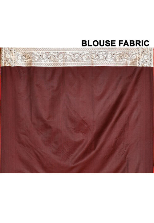 Banarasi Satin Silk Saree in Dark Brown