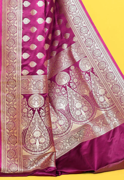 Banarasi Satin Silk Saree in Magenta