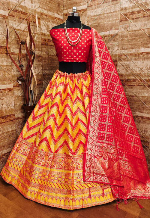Banarasi Silk Lehenga in Yellow