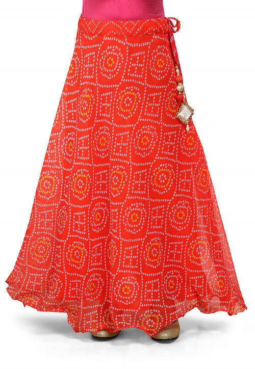 Aggregate more than 92 red bandhani skirt super hot