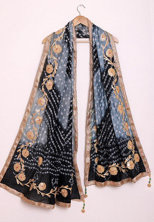 Buy Bandhej Art Silk Dupatta in Shaded Grey and Black Online : BNJ702 ...