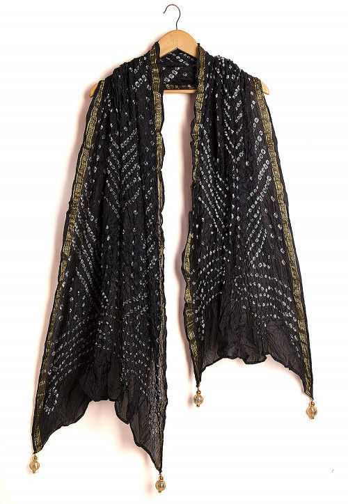 Buy Bandhej Art Silk Dupatta in Black Online : BNJ461 - Utsav Fashion