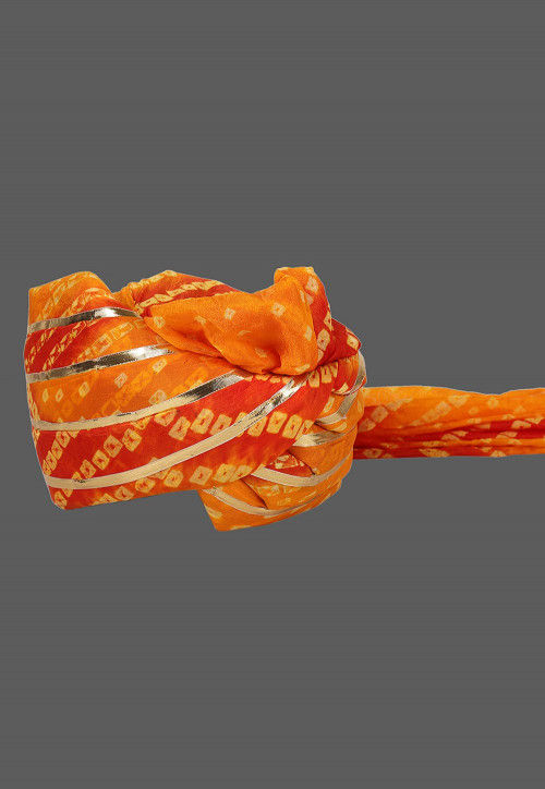 Bandhej Art Silk Kids Turban in Orange