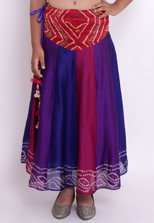 Bandhej Crepe Skirt in Multicolor