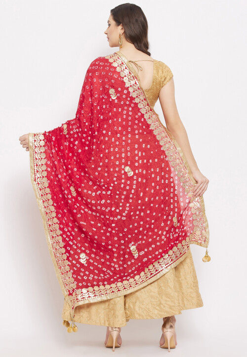 Buy Bandhej Printed Art Silk Dupatta in Red Online : BGJ914 - Utsav Fashion