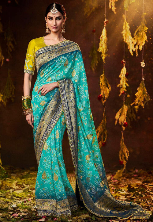 FaceDeal Festive Wear Designer Turquoise Color Pure Silk Saree With Blouse  Piece (87) at Rs 450 in Surat